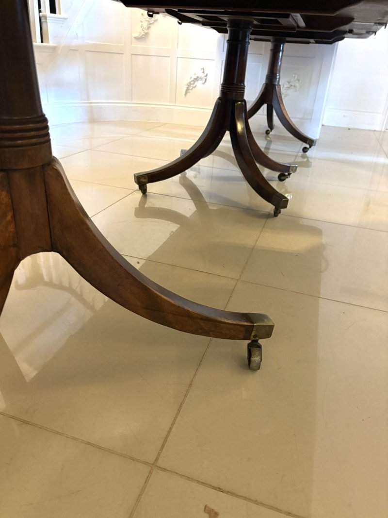 Antique Regency Mahogany 12 Seater Three Pillar Extending Dining Table - Image 10